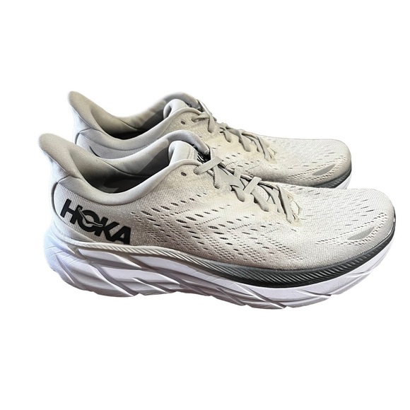 HOKA Clifton 8 Men’s Running Shoes Size 9D White Gray Lightweight